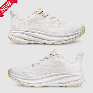 🆕HOKA Women's Clifton 9 Running Shoes, White Lemonade NEW